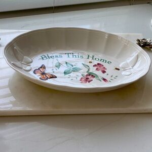 NWT Lenox Meadow butterfly collection platter bowl white hand-painted ceramic 🦋🦋